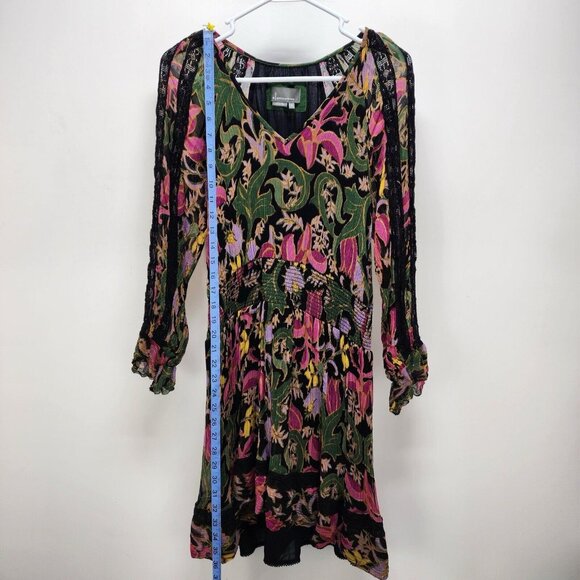 By Anthropologie Mini Dress Sz XS Women’s Genevieve Multicolor Floral Lace Boho - Picture 4 of 10